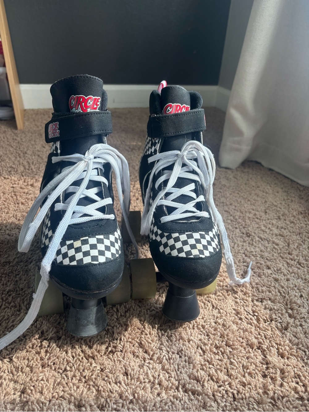 Checkerboard High-Top Roller skates